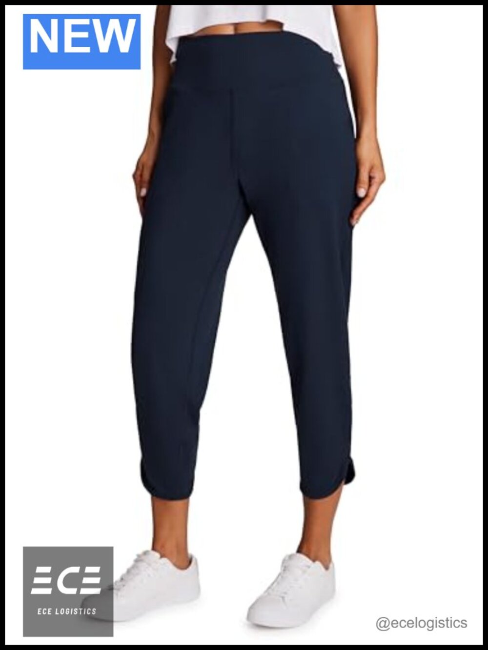 Womens High Rise Cropped Jogger Sweatpants Tulip Hem Pockets